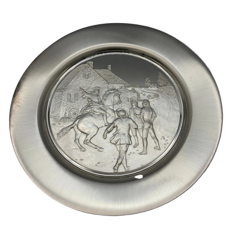 Vintage Hamilton Mint "Paul Revere's Ride" Pewter Plate